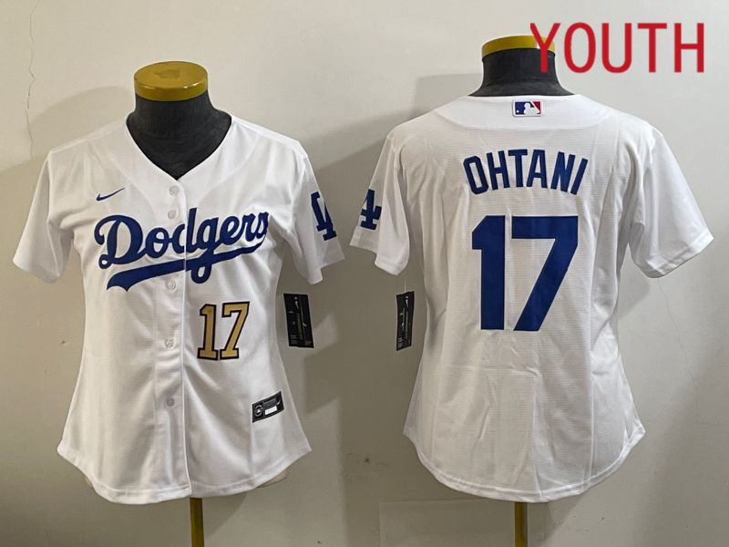 Youth Los Angeles Dodgers #17 Ohtani White Game 2024 Nike MLB Jersey style 11202